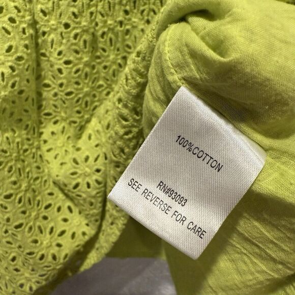 Tyler Böe Isla Eyelet Tunic Dress Women's Large Wild Lime Chartreuse Green Cotto - Picture 9 of 10